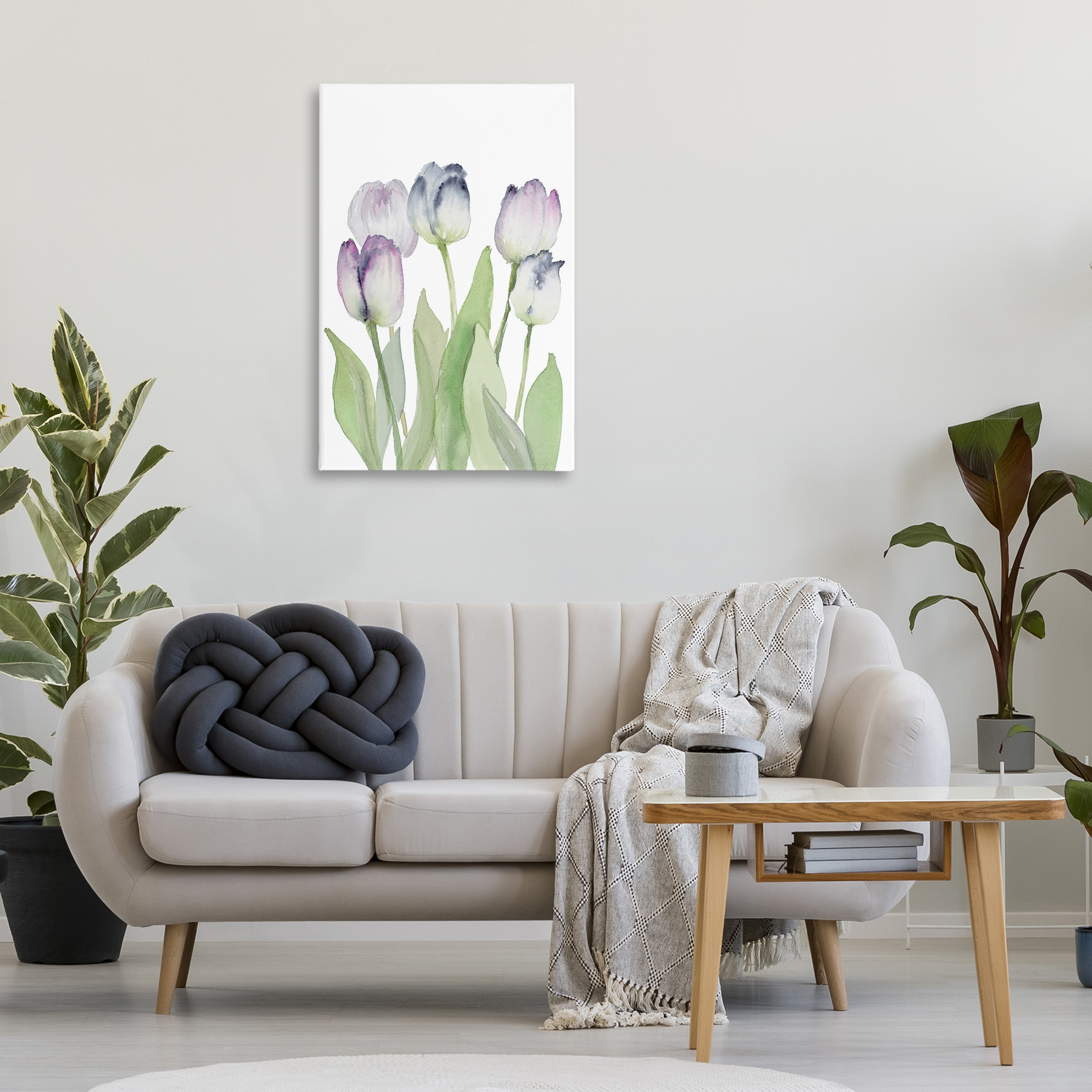 Stupell Industries Soft Garden Tulips Botanical & Floral Painting Gallery Wrapped Canvas Art Print Wall Art, 24 x 36