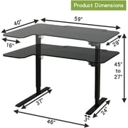 MXTARK Electric Standing Desk,Height Adjustable Computer Desk Sit Stand Desk, L-Shaped,Black Finish,59