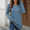 thumbnail image 6 of Maplenight Crew Neck Tops for Women Knit Long Sleeve Casual Tunic Sweaters Solid Side Slit Womens Pullover Tops for Fall Winter, 6 of 7