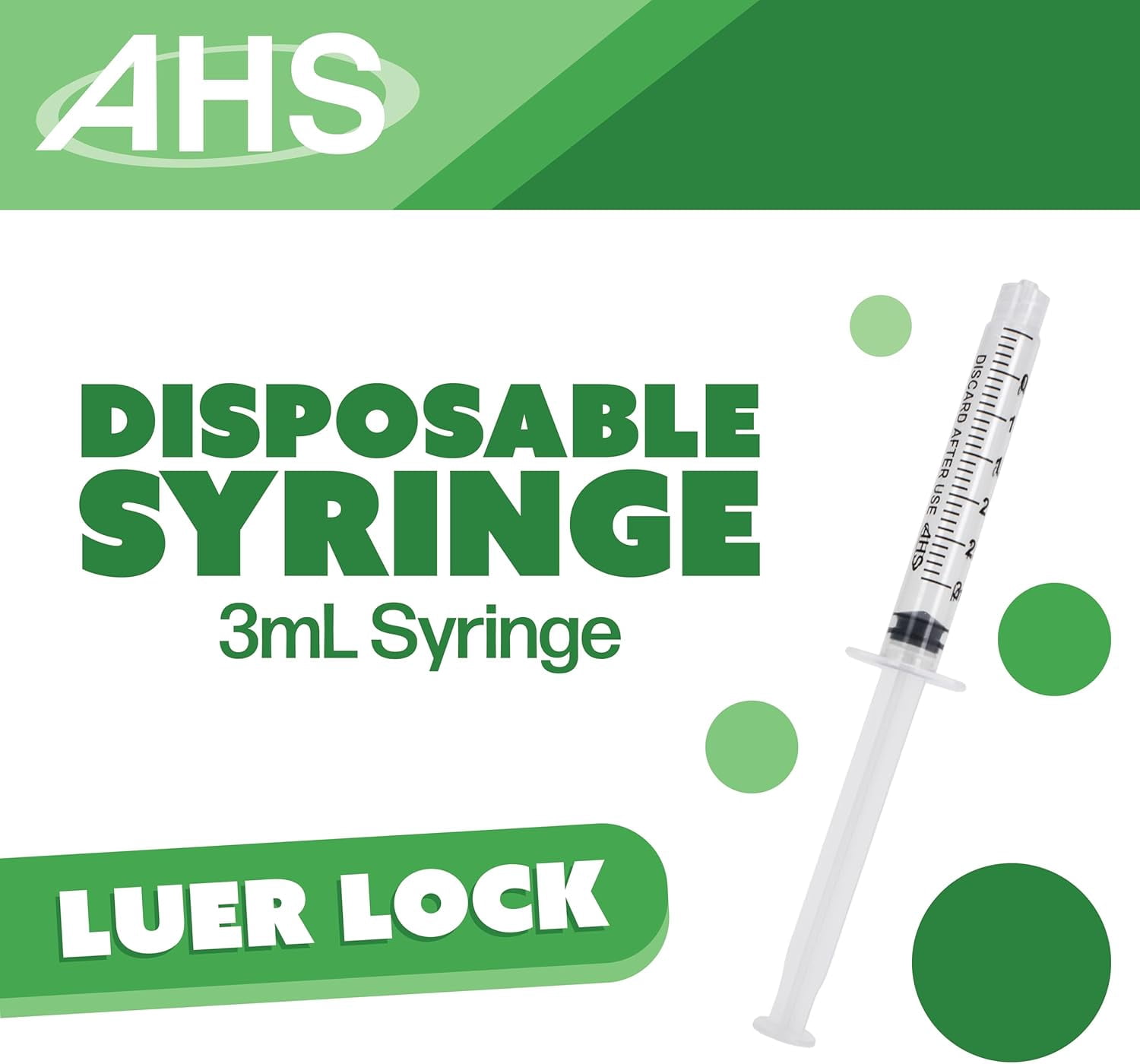 3mL Luer Lock Syringe (100 Pack), Sterile, Individually Wrapped, Syringes for Liquid, Scientific Labs, Feeding Syringes for Pets, Measurement, Medicine, Dispensing, & Oral, Clear