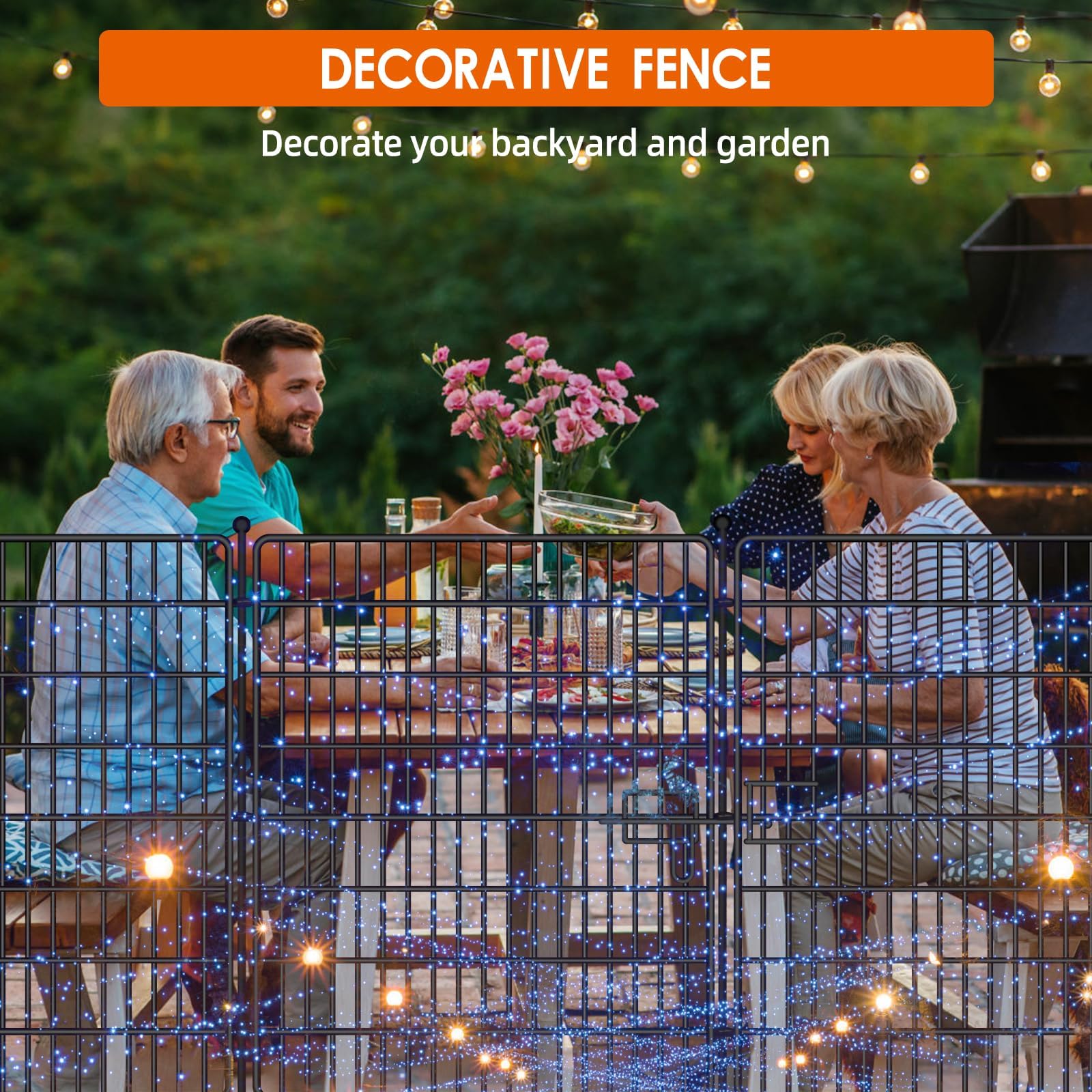 Ataucjin Garden Fence,10 Panels No Dig Decorative Fence for Outdoor,Yard, Patio,32 in(H) X 24 ft(L) Animal Barrier Rustproof Metal Wire Panel,Temporary Dog Fence