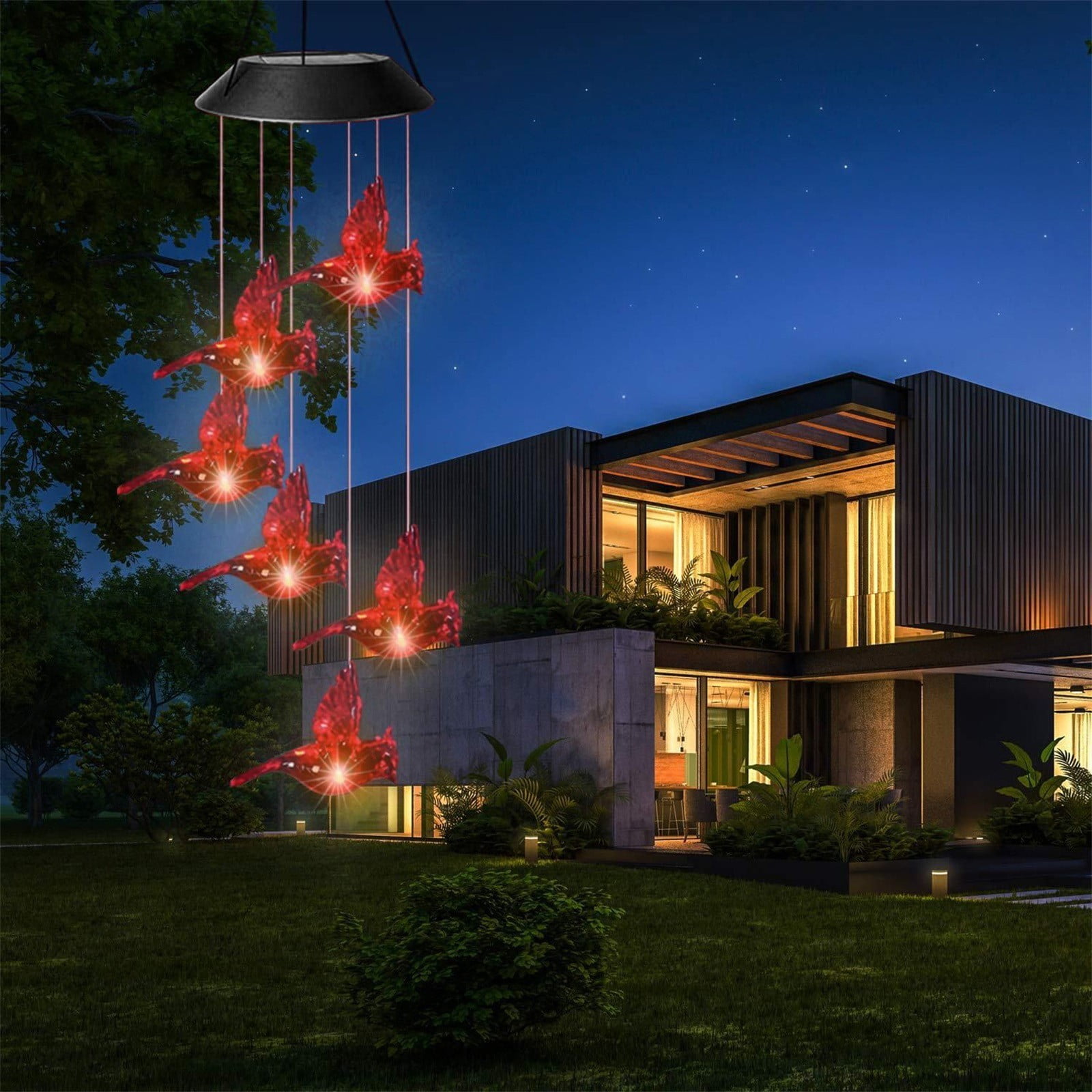 2 Packs Solar Wind Chime Lights Outdoor Hanging Decoration with Color Changing LED for Garden Patio Yard Home Decor Waterproof Solar Powered Chimes