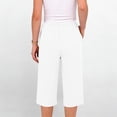 thumbnail image 6 of Linen Capri Pants for Women Elastic Waist Straight Leg Trousers Solid Color Summer Casual Loose Cropped Pants,Sizes S-3XL, 6 of 8