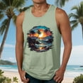 thumbnail image 2 of Dagegui Under $10 Mens Hawaiian Tank Tops Sunset Palm Tree Graphic Tropical Tanks Big and Tall Muscle Tank Top Loose Sleeveless Crewneck Workout Vest Mint Green M, 2 of 5