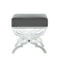 thumbnail image 5 of Erika Grey Velvet Bench - Acrylic X-Legs, 5 of 8
