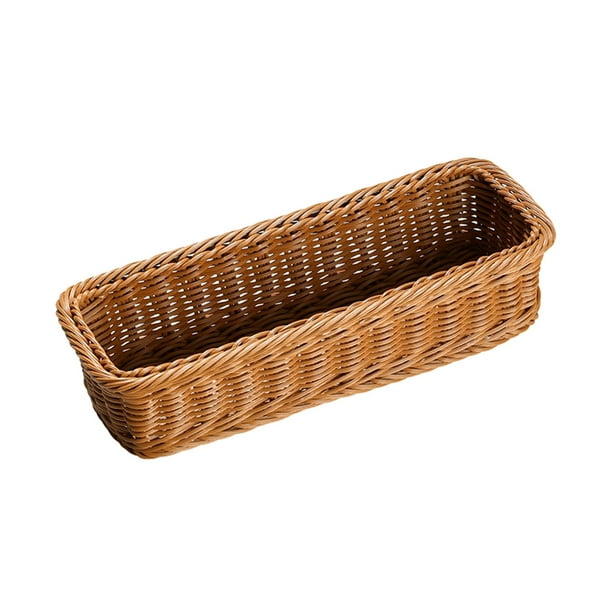 Bandeja para cubiertos de ratán sintético, cesta de picnic, cestas de pan tejidas para encimeras 30cmx11cmx7cm