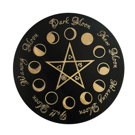 

Wooden Pendulum Board Dowsing Divination Round Message Board Wooden Carven Decorative Board Witchcraft Wiccan Altar Supplies Kit Beginner Witchcraft Supply 7.9Inch Large for Divination&Decor