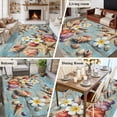 thumbnail image 6 of Summer Coastal Washable Living Room Rugs 6'x9', Beach Starfish Conch Flower Blue Wood Board Low Pile Throw Large Area Rug Non-Slip Sturdy Edge Binding Carpet for Dining Room Kitchen Office, 6 of 9
