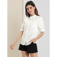 thumbnail image 4 of INSPIRE CHIC Blusas Elegante Con Cuello De Volantes Manga Corta Cuello Alto Camisa Con Botones Para Mujer Blanco L, 4 of 6