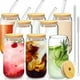 thumbnail image 1 of 8 vasos de vidrio con tapas de bambú y pajitas de vidrio, 16 oz, 1 of 7