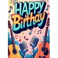 thumbnail image 4 of LUUFILx Happy Birthday Music Banner Colorful Guitars Microphones Musical Notes Backdrop Birthday Party Supplies Decorations Photography Background Party Props, 4 of 8
