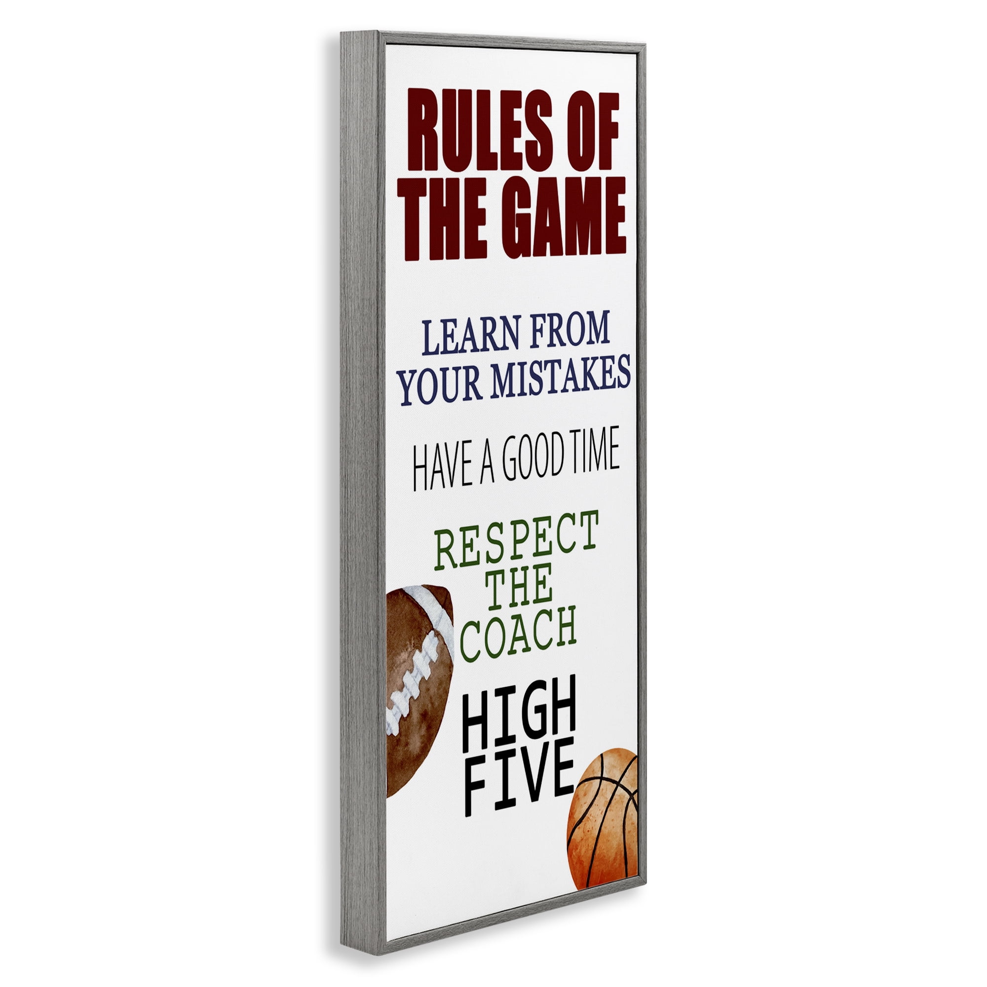 Motivational Rules Of The Game Gray Framed Giclee Art, design by Kim Allen