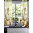 thumbnail image 2 of Groundhog Day Sheer Curtains 45 Inch Length 2 Panels Set for Living Room/Bedroom, Yellow Plaid Sunflower Spring Floral Kitchen Curtains Grommet Semi-Sheer Curtains Drapes Window Treatments 42"x45"x2, 2 of 7