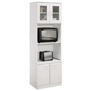 IN Room Furniture Designs Modern Wood and Glass Kitchen Cabinet in White