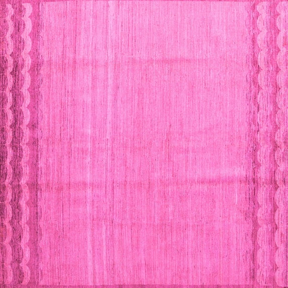 Ahgly Company Indoor Square Solid Pink Modern Area Rugs, 6' Square