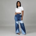 thumbnail image 3 of HLSOHJP New High Waist Patchwork Jeans For Women Fashion Stretch Denim Wide Leg Pants Street Casual Trousers XS-2XL Drop Shipping, 3 of 5