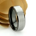 thumbnail image 3 of Men's Women's Tungsten Wedding Band Engagement Ring 8mm Two-tone Black IP Plated&nbsp; Brushed Center Beveled Edge, 3 of 4