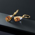 thumbnail image 4 of Gem Stone King 18K Yellow Gold Plated Silver Ecstasy Mystic Topaz and White Moissanite Dangle Earrings for Women (7.34 Cttw, Gemstone Birthstone, Oval 10X8MM, Trillion 5MM), 4 of 4