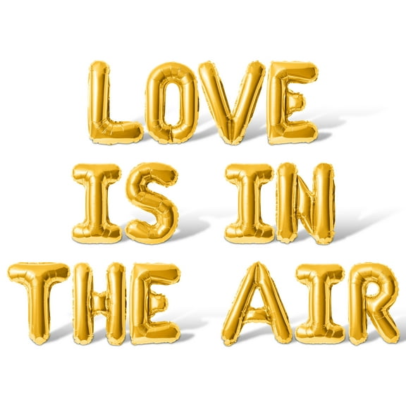 Letter Balloons - LOVE IS IN THE AIR 16" Inch Alphabet Letters Foil Mylar Balloon Galentines Day Party Banner (Gold)