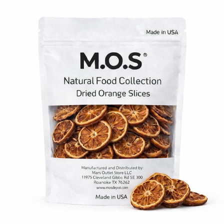MOS Dried Orange Slices 2 oz No Sugar Added Dehydrated Orange Wheels for Cocktails Tea Baking Snacks Made in USA