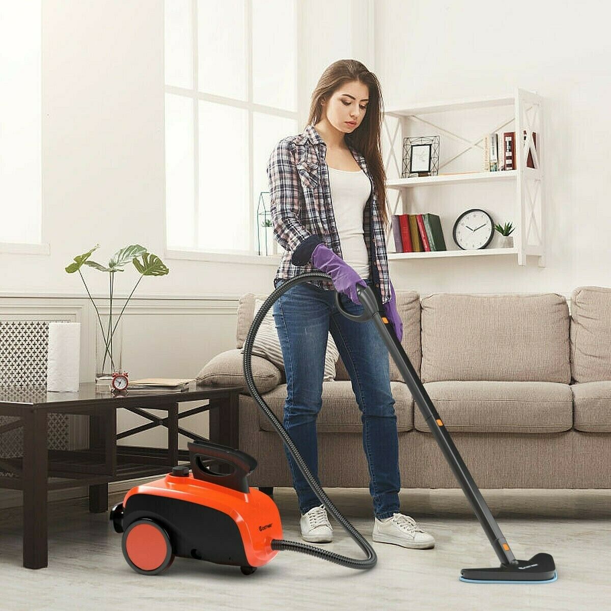 1500W Heavy Duty Steam MultiPurpose Electric Cleaner Mop Safety Vacuum