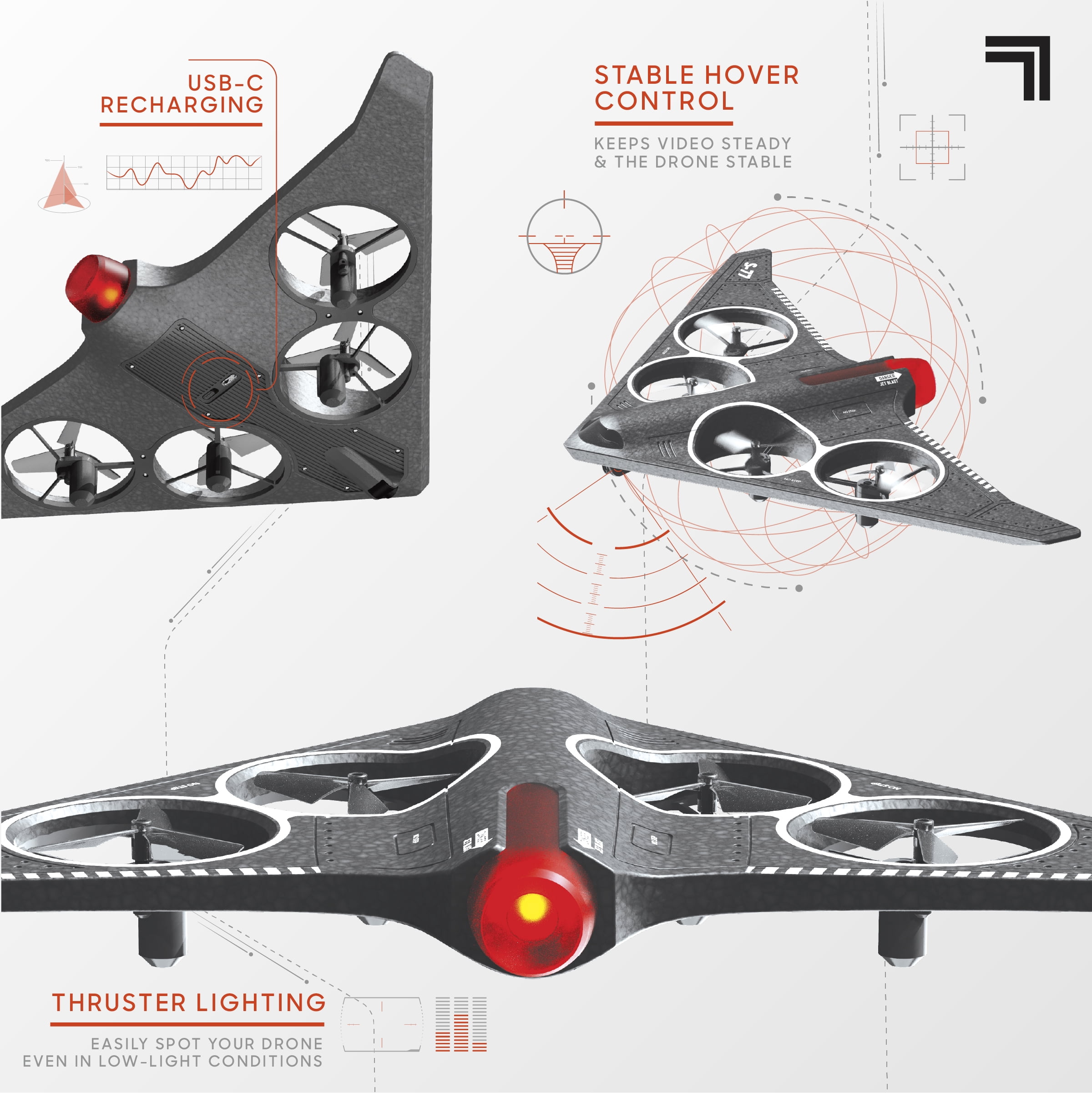 Sharper Image® Stealth Recon Video Drone with Live Streaming Camera