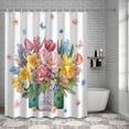 thumbnail image 3 of Shower Curtain Spring Floral Vase Bathroom Curtains with Hooks, Waterproof Fabric Tulip Daisy Flower Butterfly Bath Shower Curtains Set for Bathroom Bathtubs Decor 36x72 Inch, 3 of 9