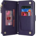 thumbnail image 4 of for iPhone 13 Wallet case,iPhone 13 Phone case with Zipper Card Holders for Women Slots Crossbody Flip Folio Book Cover with Credit Card Holder Men case - Purple, 4 of 14