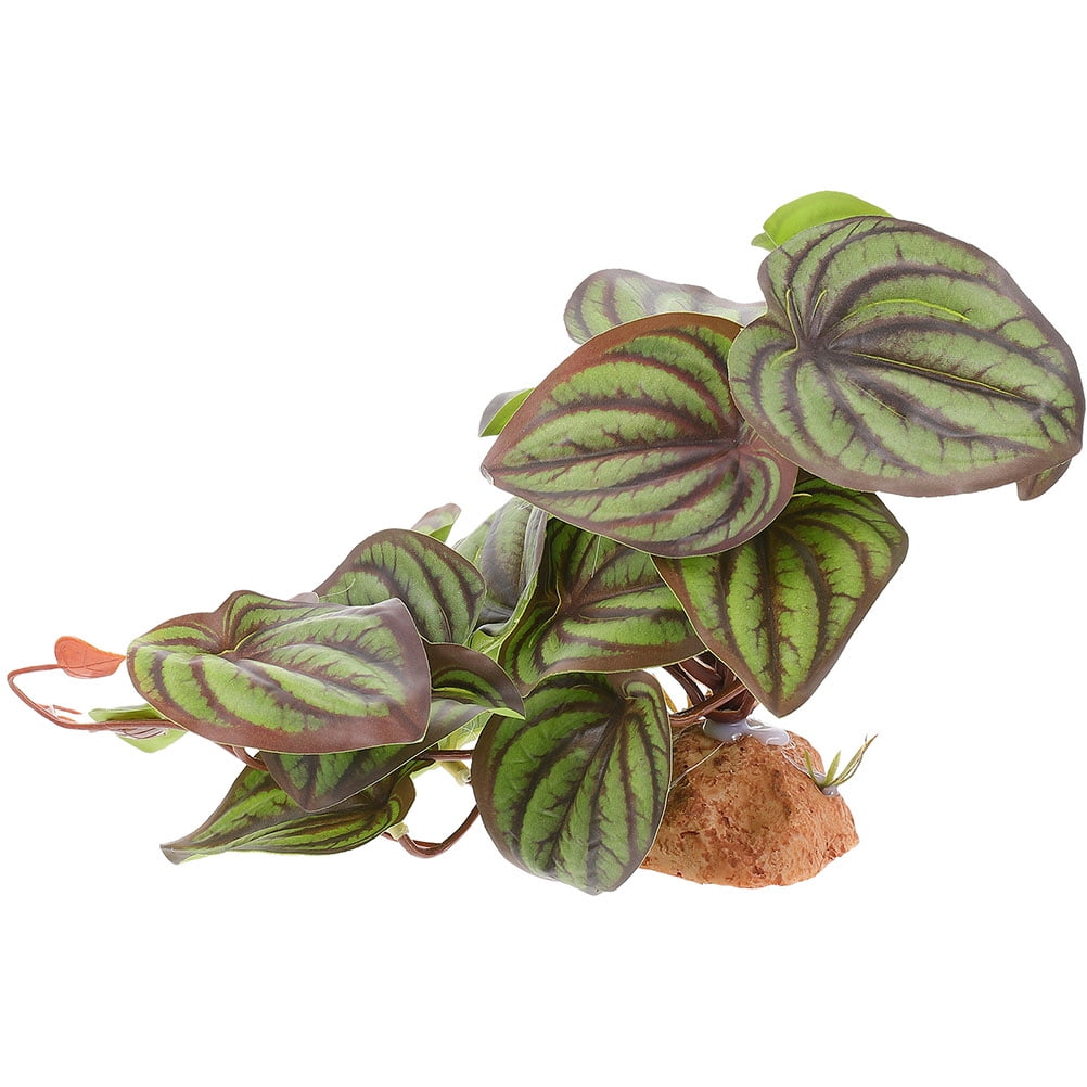 Amosfun Realistic Green Artificial Reptile Plants for Terrarium Decoration, Perfect for Lizard and Fish Accessories