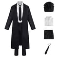 thumbnail image 1 of Disfraz de Cosplay Makima para hombre y mujer, traje de motosierra de Anime, camisa de gabardina negra, pantalones de corbata, peluca Makima, trenza larga roja ligera, uniforme, 1 of 4