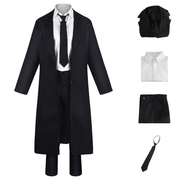 Disfraz de Cosplay Makima para hombre y mujer, traje de motosierra de Anime, camisa de gabardina negra, pantalones de corbata, peluca Makima, trenza larga roja ligera, uniforme