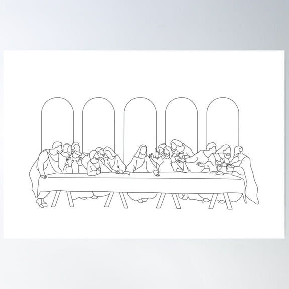 The Last Supper Line Art Poster Wall Art, Modern Wall Decor For Living Room Bedroom, 24x36 UNFRAMED