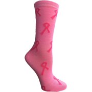 60 Pairs of Pink Ribbon Breast Cancer Awareness Ankle/Crew Socks for Women (Assorted (Crew))