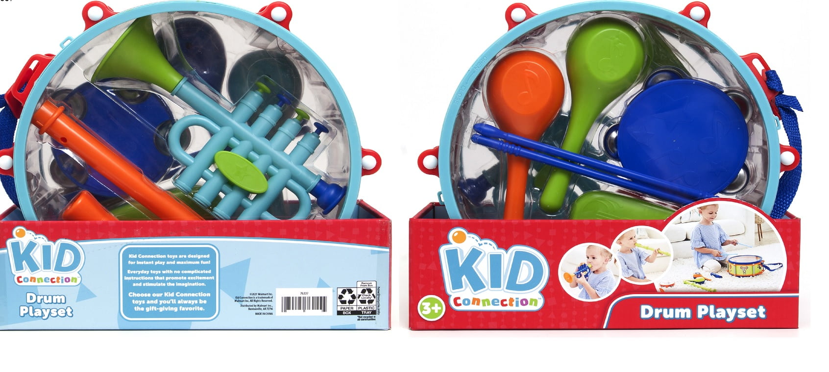 Kid Connection Musical Instrument Set - Includes Drum Set, Trumpet, Harmonica, Maracas, Flute, Tambourine, 9 Pieces