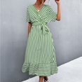thumbnail image 1 of Jusqu'à 65 % de Réduction! Robes d'Été Mode pour Femmes 2024 Grande Taille Couleur Volant Élégant Ample Manches Courtes Col Rond Robe, 1 of 9