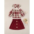 thumbnail image 2 of Qiylii Baby Girl Off Shoulder Plaid Crop Tops High Waist A-Lined Dress Headband, 2 of 8