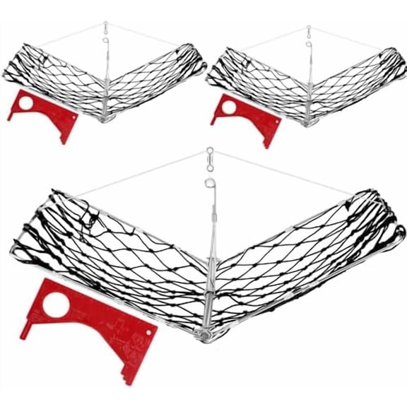 3 Set Castable Crab Trap with Red Gauge and Bait Clip Foldable Crab Trap Snare Crabbing Net Equipment for Crabbing Lobster Fish$$Sport & Recreation Other