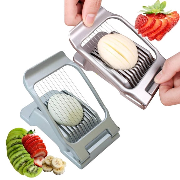 2Pack Egg Slicer for Hard Boiled Eggs, 304 Stainless Steel Wire Egg Slicer, Heavy Duty Aluminium Egg Cutter Heavy Duty Slicer Dishwasher Safe for Egg Strawberry Soft Fruit