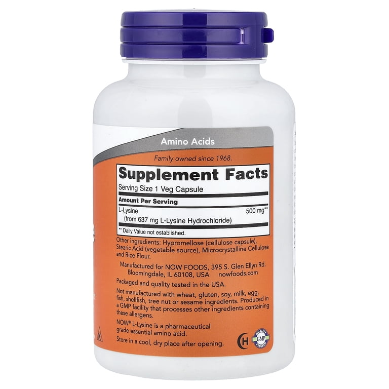 l lysine and carnitine NOW Foods L-Lysine, 500 mg, 100 Veg Capsules Lysine is the basic Human/Mouse/Rat Glutathione Peroxidase 2/GPX2 Klow peptide blend Color:Light Pink / Silver - Vinyl