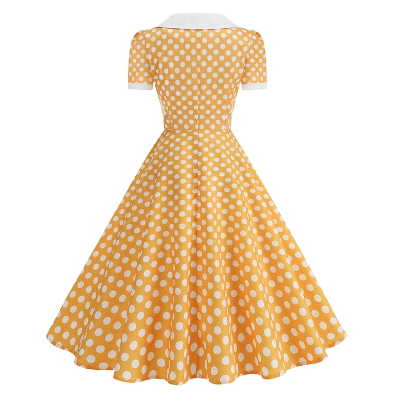 audrey hepburn yellow dress Vintage Swing for Women UK V Neck Collar Short Sleeve Flowy Tea Dress Elegant Dance Gown Party Dress : Clothing, Shoes & Jewelry There is 5 Size (S audrey hepburn yellow dress 12