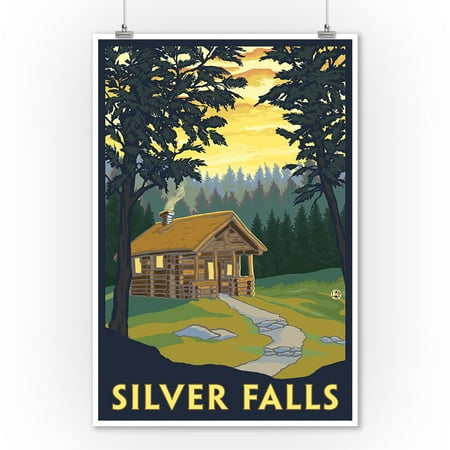 Silver Falls State Park, Oregon - Cabin in Woods - Lantern Press Poster (9x12 Art Print, Wall Decor Travel (Best State Park Cabins In Texas)