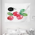 thumbnail image 1 of Fruit Tapestry, Watercolor Cranberry with Grunge Paint Marks Fresh Fruit Arrangement, Wall Hanging for Bedroom Living Room Dorm Decor, 80W X 60L Inches, Green Dark Coral and Black, by Ambesonne, 1 of 2