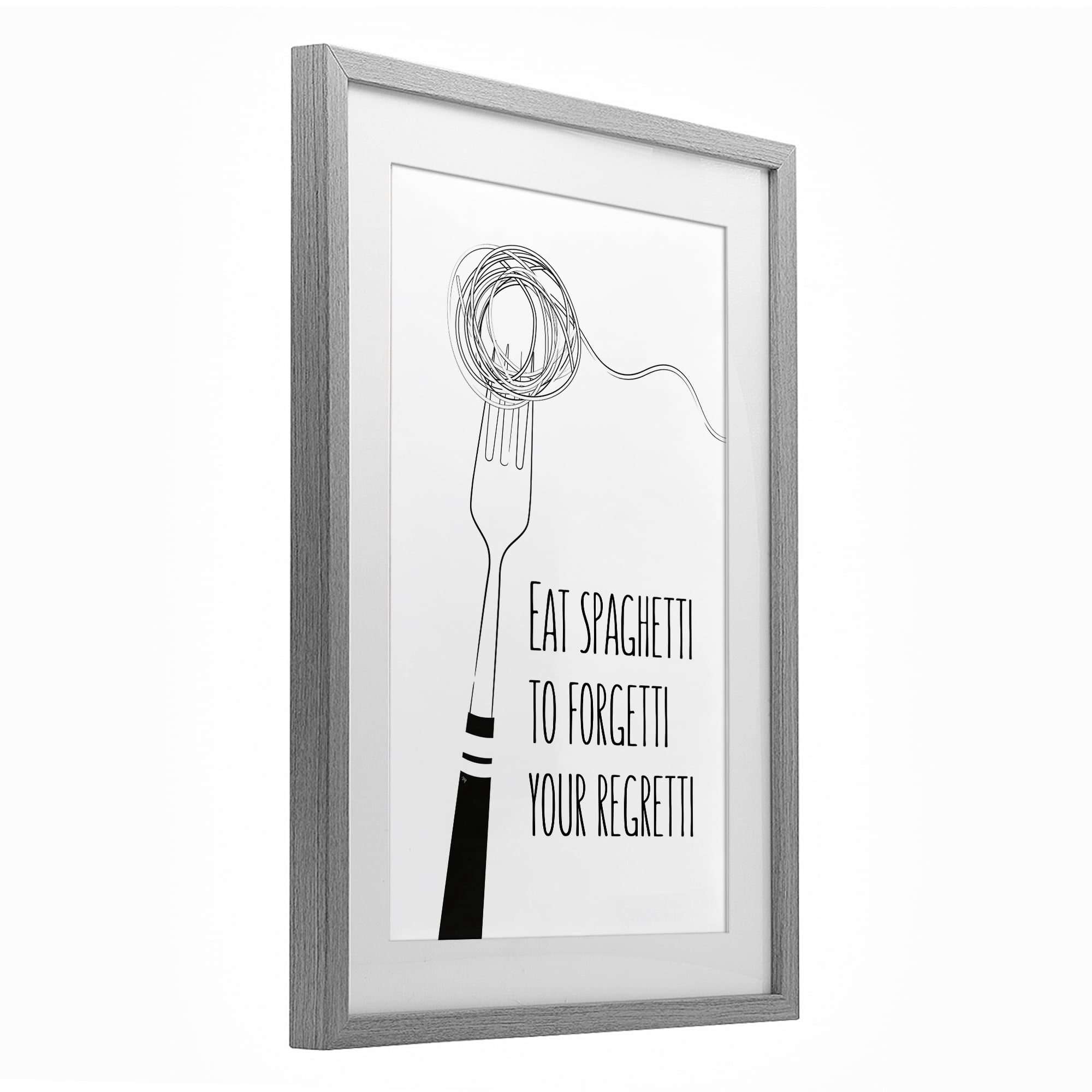 Stupell Industries Funny Spaghetti Sass Gray Framed Print Under Glass, design by Martina Pavlova