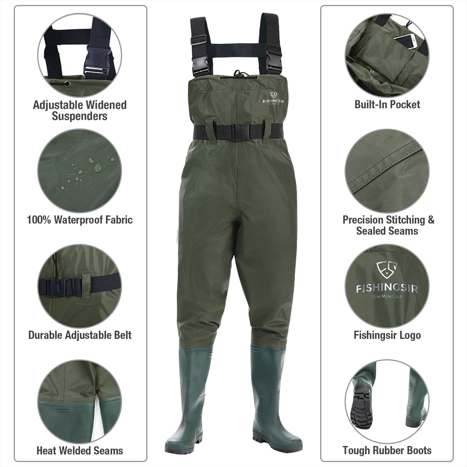 Men&Women Nylon/PVC Fishing Hunting Waterproof Chest Waders Suspenders Jumpsuits 