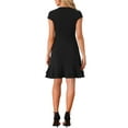 thumbnail image 3 of Vestido de mujer con mangas cortas, cuello redondo, con volantes en la parte inferior, por encima de la rodilla, color negro, 3 of 6