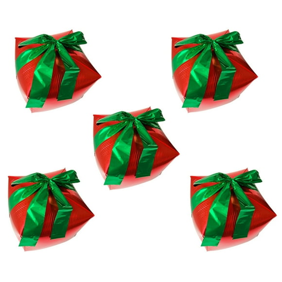 5PCS 24-inch Noël Cadeau Forme Aluminium Ballon Noël Aluminium Feuille Ballon Partie Fournitures Décoration