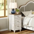 thumbnail image 2 of Set of 2 Nightstands with Charging Station, End Table featuring Power Outlets & USB Ports, Modern Side Table having Drawer and Storage Cabinet for Bedroom, Rustic White, 2 of 7