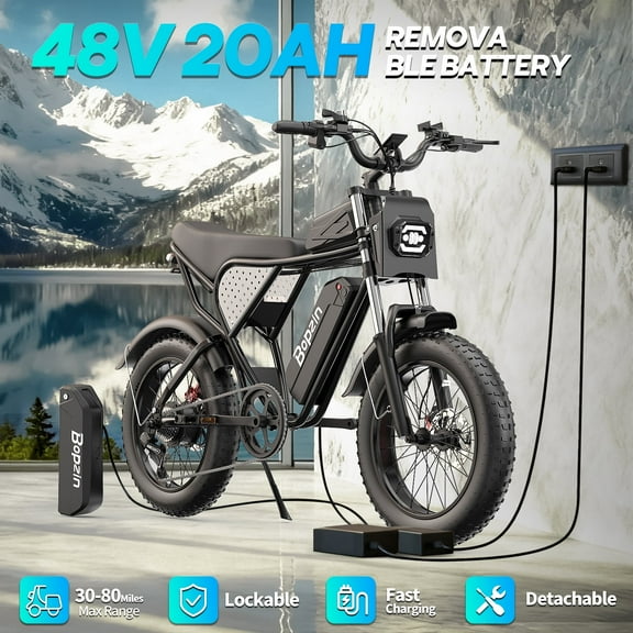 Bopzin M22 1500W EMTB - 20" Fat Tire E-Bike 48V 20Ah Removable Battery, Shimano 7-Speed Full Suspension UL2849 Certified