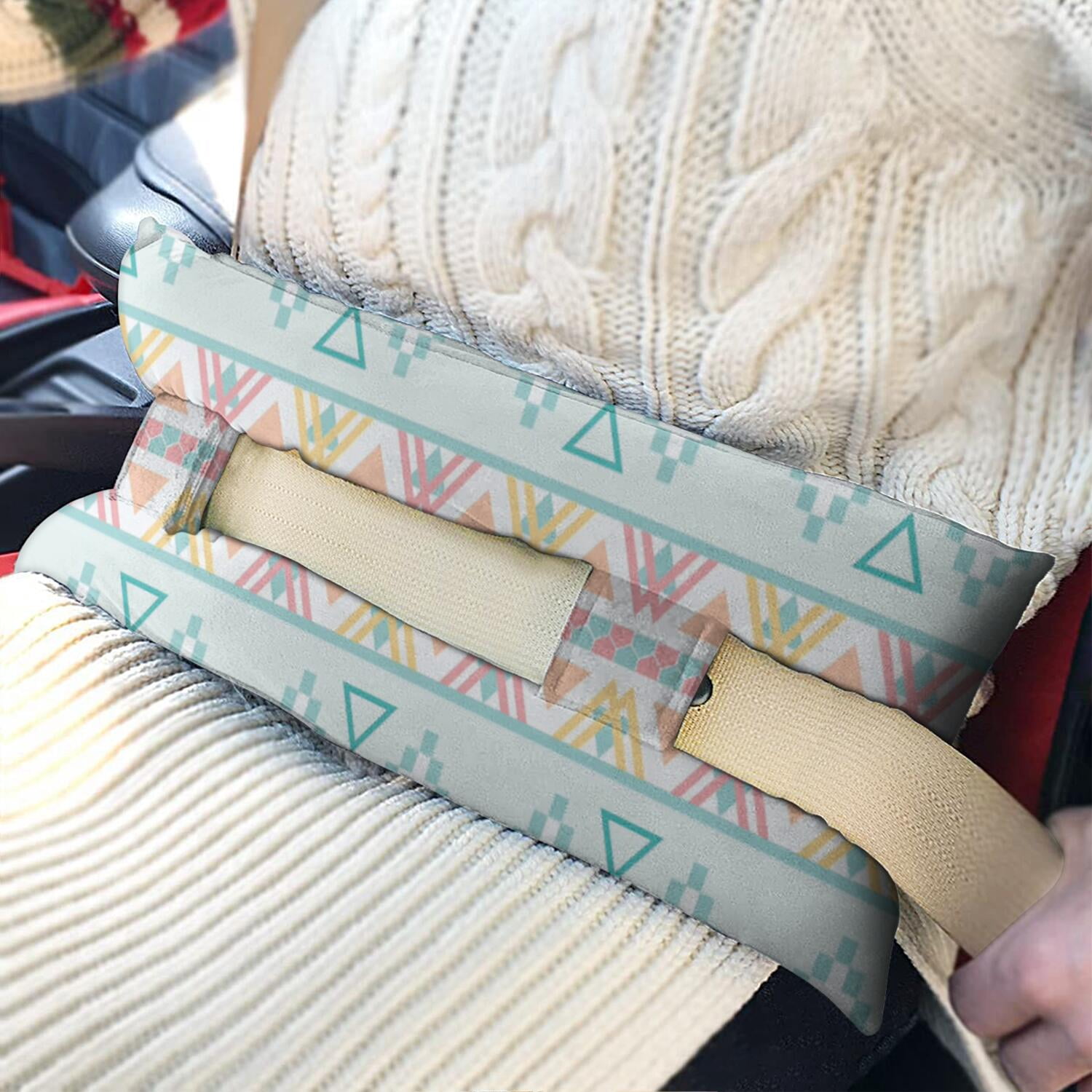 Boho Chic Seat Belt Pillow - Mastectomy Cushion for Breast Surgery Recovery, Abstract Design, Easy Care