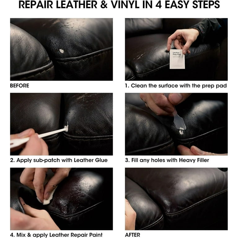  Black Leather Repair Kit For Furniture, Leather Dye For Car  Seat, Sofa, Boot Care, Shoes, Leather Filler, Leather Scratch Repair Kit